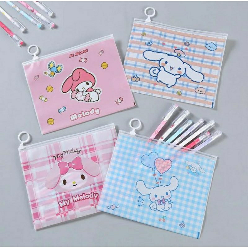 

Pouch Sanrio Organizer Bag Tempat Pensil Transparan Kuromi Melody Cinnamoroll