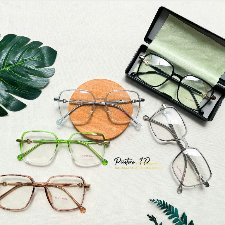 Kacamata Minus Photocromic Wanita Lensa Hitam Eyewear Perempuan Dan Laki Laki 0366Paket Photocromic
