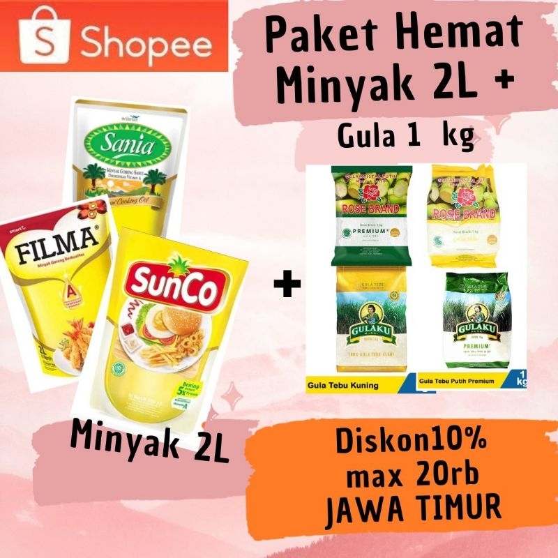 

PAKET HEMAT MINYAK 2L + GULA 1 kg