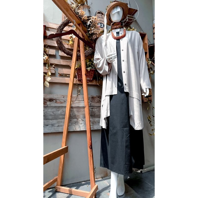 Tunik linen layer set dress premium polos