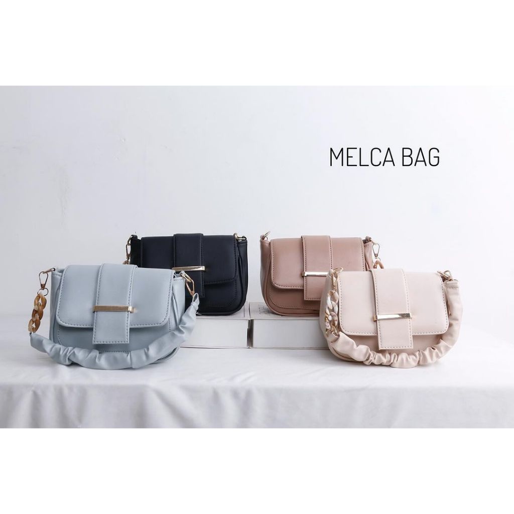 Melca Bag | Sources.id Original  - Tas Selempang Wanita Bahu Lucu Kecil / Mini Tali Rantai Gold se P