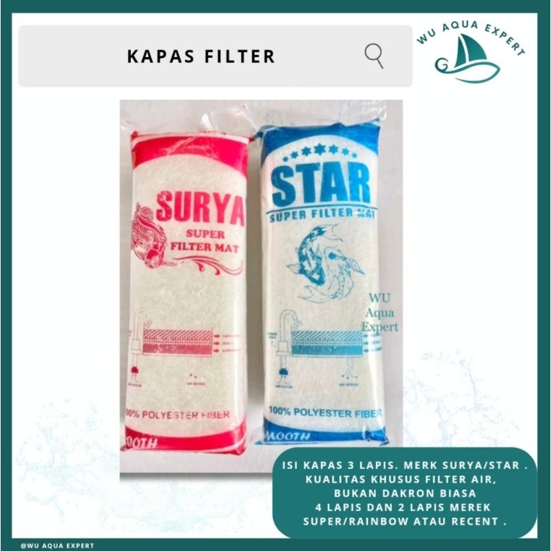 Kapas Filter Aquarium SURYA Kapas STAR Media Kapas Filtrasi Kolam Ikan FILTER MAT