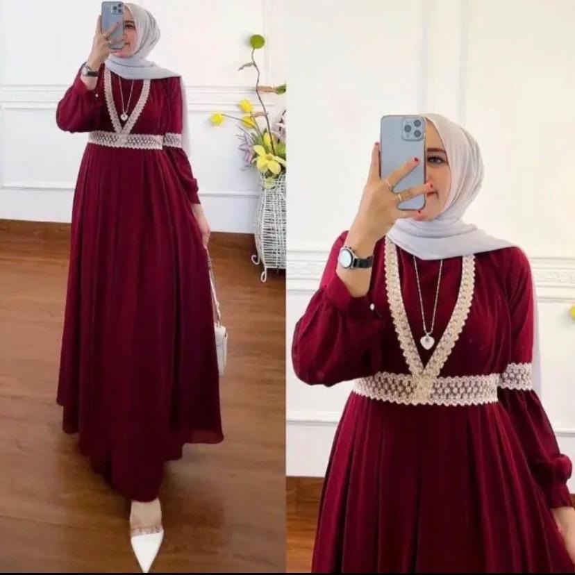 KODE G26 - Dania Gamis Ceruty Renda-Pakaian Wanita Elegan-Gamis Lesti Muslim Ceruti