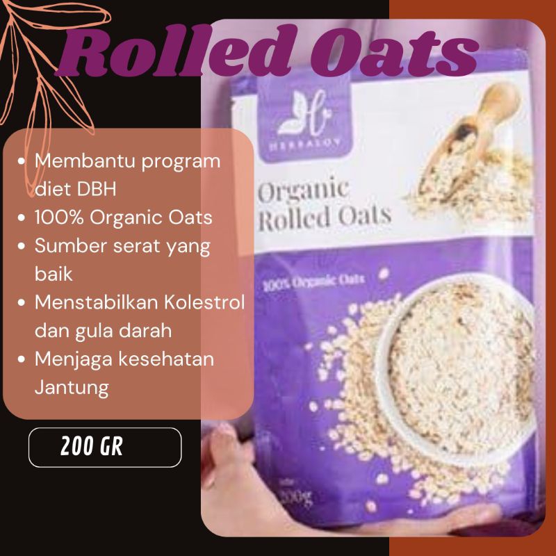 

Rolled Oat Organik Premium Gandum Giling Murni 200gr Herbalov Herbamor Diet Bahagia DBH Pelengkap Program Diet Alami Sehat