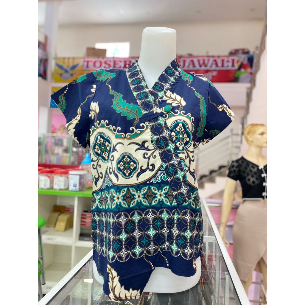 ATASAN KEMEJA BATIK LENGAN PENDEK ( REALPICT) / BATIK CEWEK MODERN