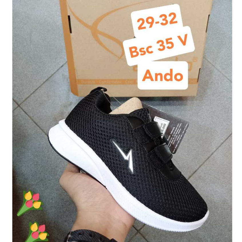 SEPATU SEKOLAH ANDO BSC 35 V REMAJA HITAM PUTIH UKURAN 29-32