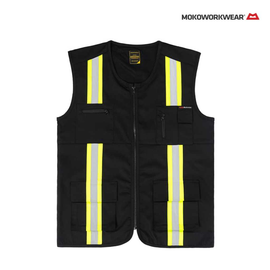 ROMPI SAFETY HITAM / VEST BLACK MOKOWORKWEAR