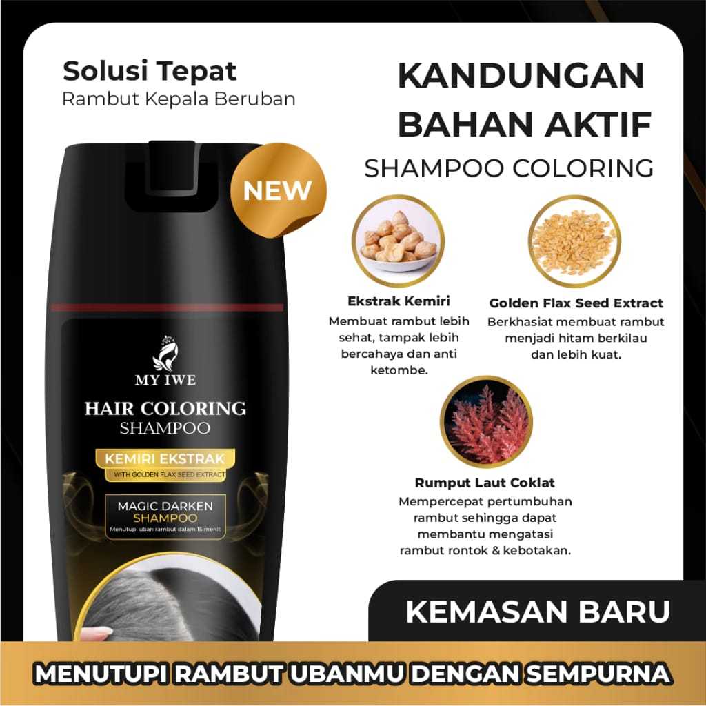 My Iwe Hair Coloring Shampoo 150ml / Shampoo Anti Uban / Shampoo Penghilang Uban