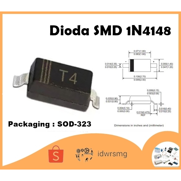 Dioda T4 1N4148 1N4148WS IN4148 0805 SOD323 SOD-323 smd