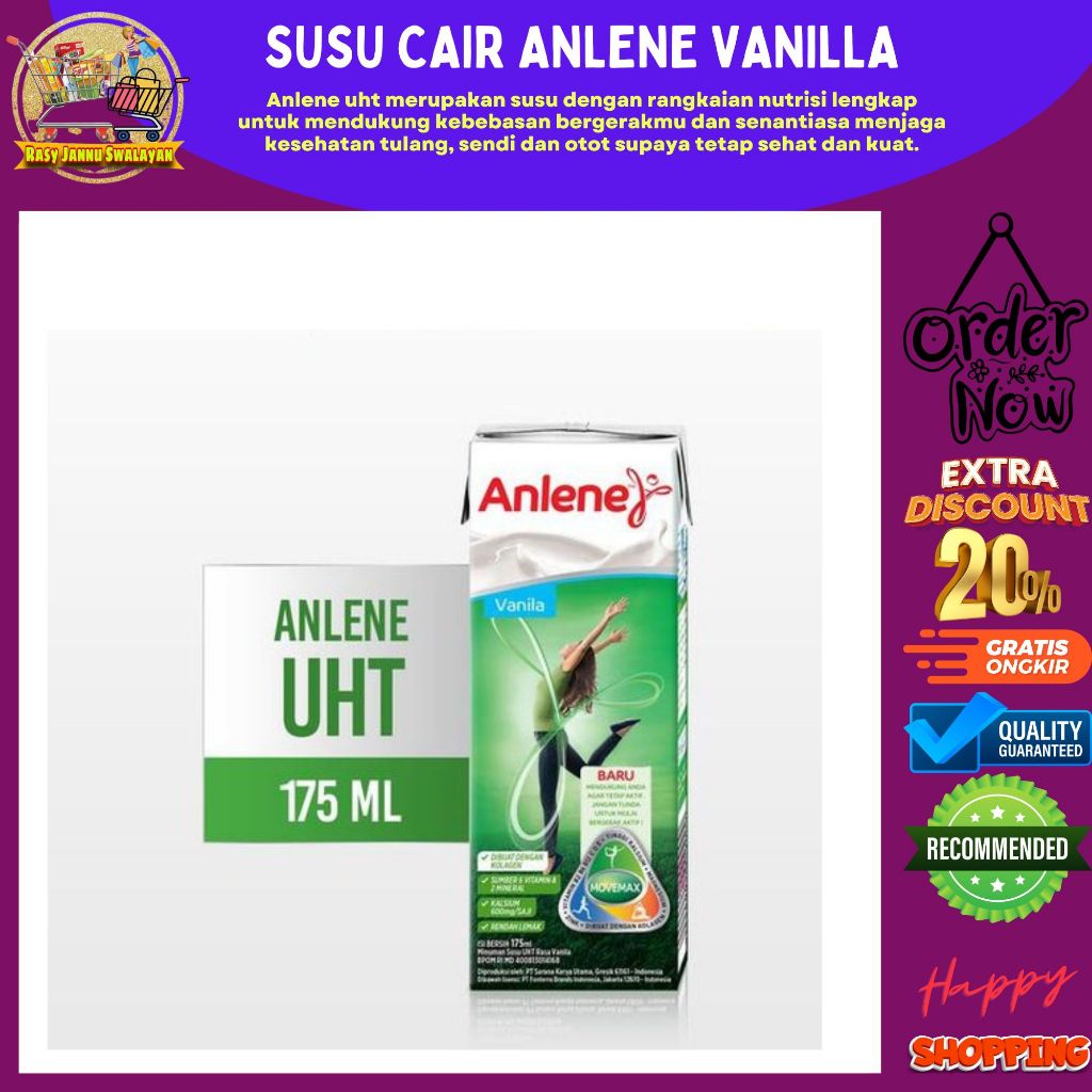 

anlene susu uht cair 175 ml remaja dewasa lansia orang tua milk kesehatan