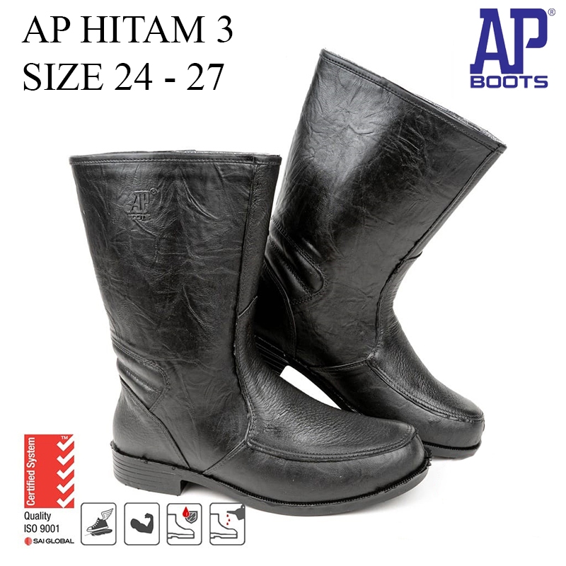 AP Boots BLACK 3 / Boots Hitam Pendek Kulit