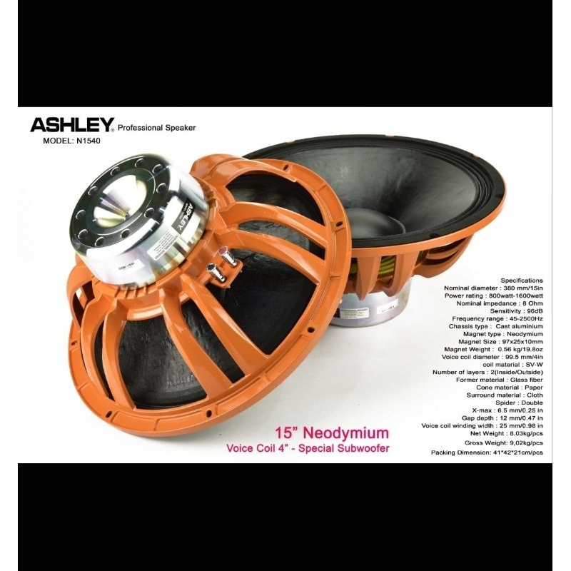speaker komponen ashley n1540 original 15inch