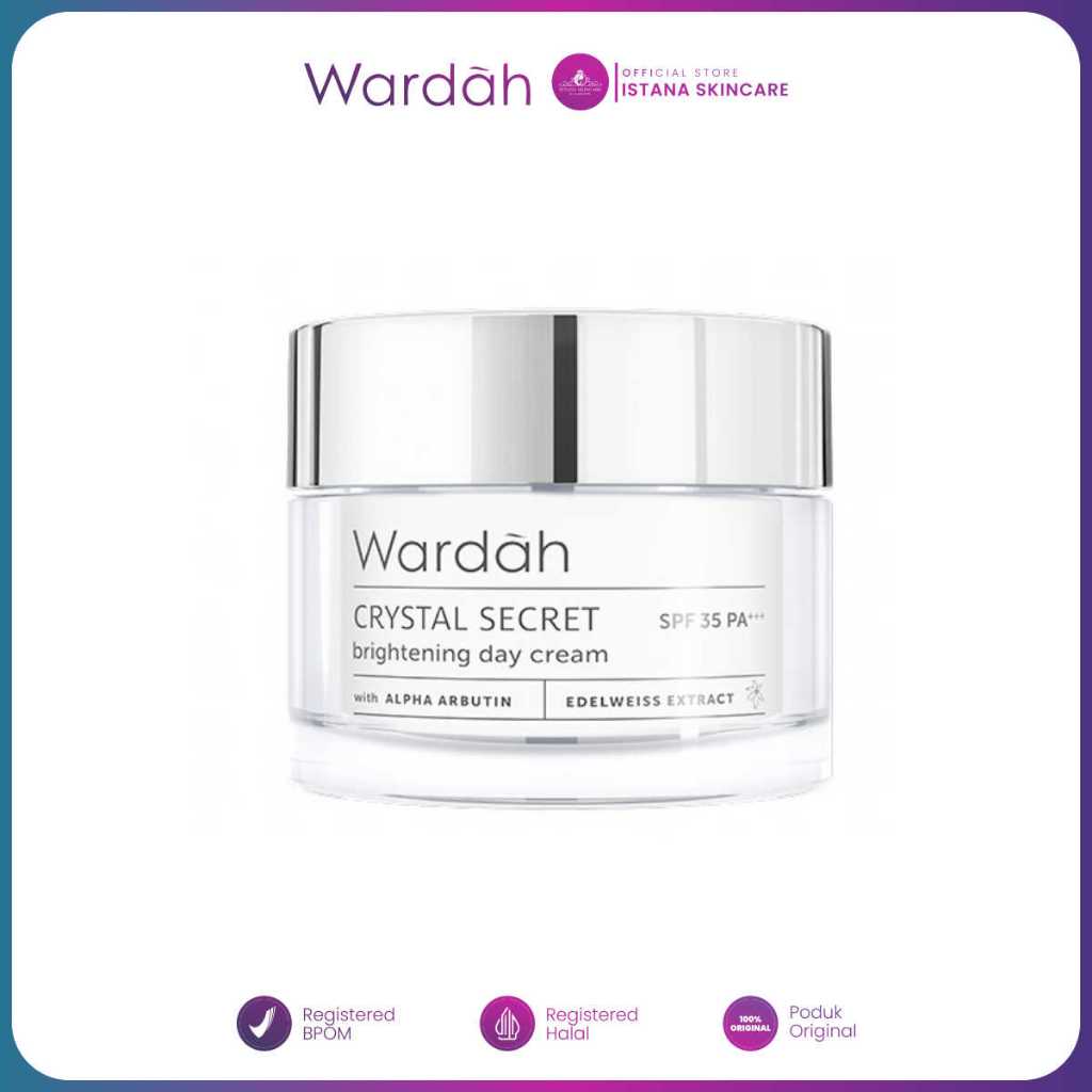 Wardah Crystal Secret Brightening Day Cream - Krim Siang dengan Ekstrak Edelweiss dan Niacinamide - 