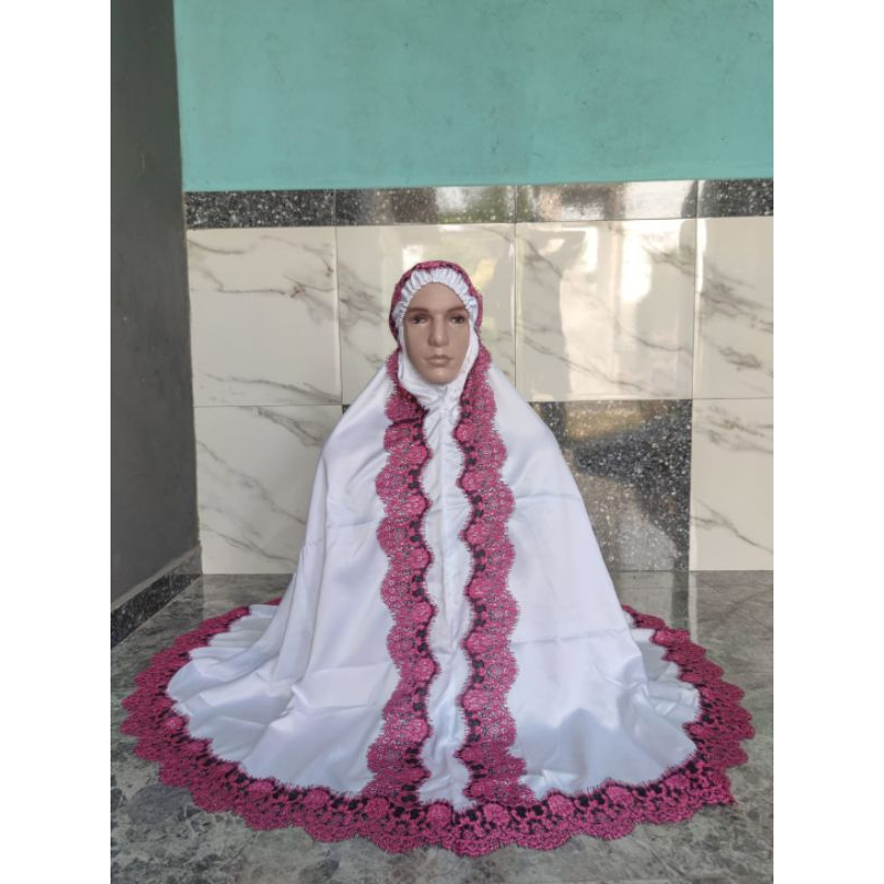 Mukena renda silky premium rukuh satin sutra premium