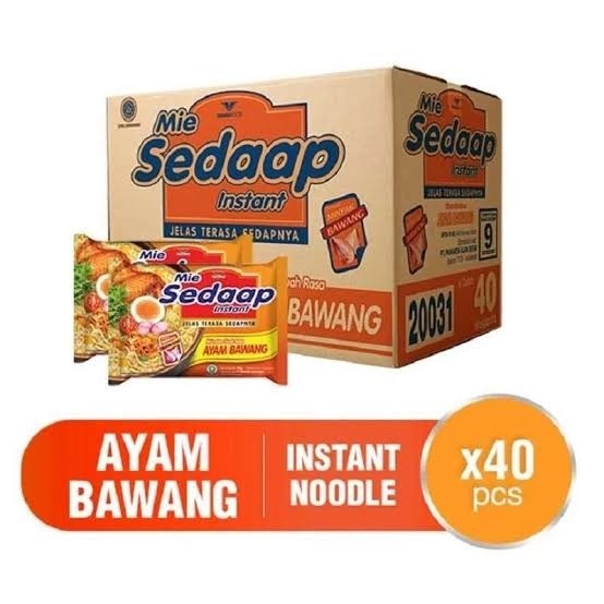 

Mie Sedaap Ayam Bawang & Sedaap Soto Karton/paket 1 dus isi 40pcs