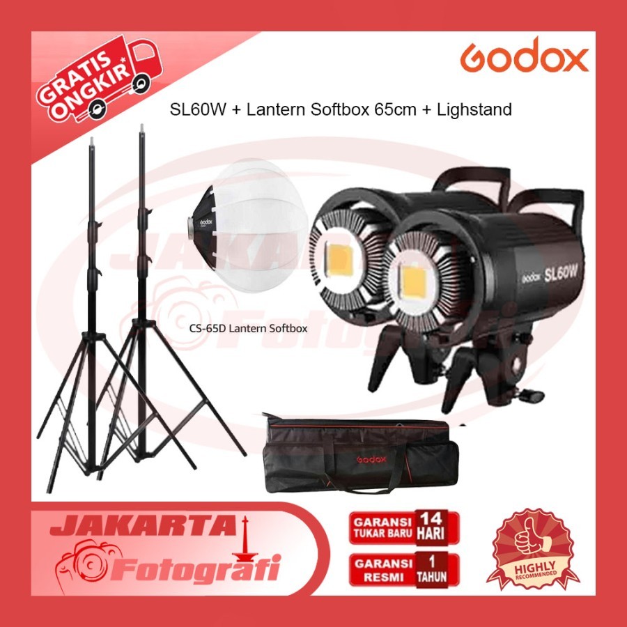 Paket Godox SL60W + Lantern Softbox 65T+ Lighstand - SL 60W CS-65T