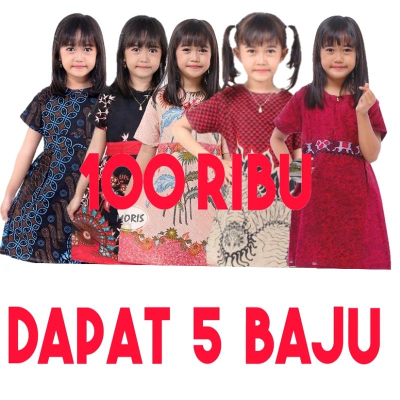 100 Ribu Dapat 5 Baju Dress Anak Perempuan