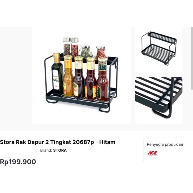 Stora Rak Dapur 2 Tingkat 20687p - Hitam ( Ace Hardware )