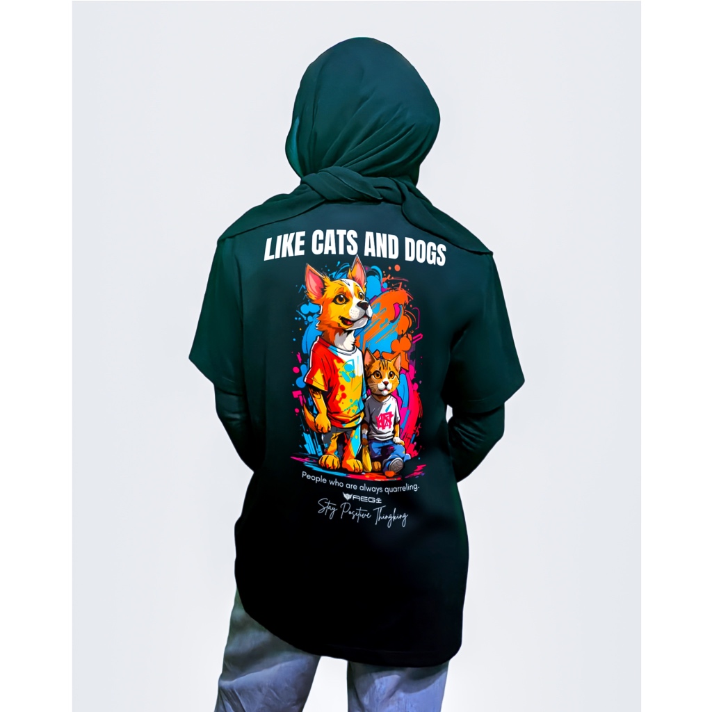 Baju Kaos Distro Pria Wanita Hitam Bagai Anjing Dan Kucing | AEGI T-shirt