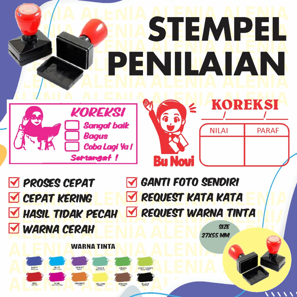 

Stempel Nilai Guru / Stempel Penilaian / Koreksi / Checked / Custom Foto