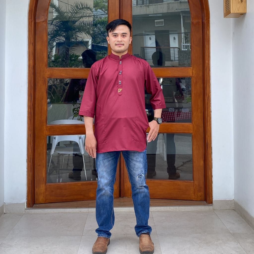 NEW KOKO DEWASA AL LUTFI LENGAN 3/4 BAHAN KATUN KOKO PRIA DEWASA BAJU KOKO MUSLIM PRIA