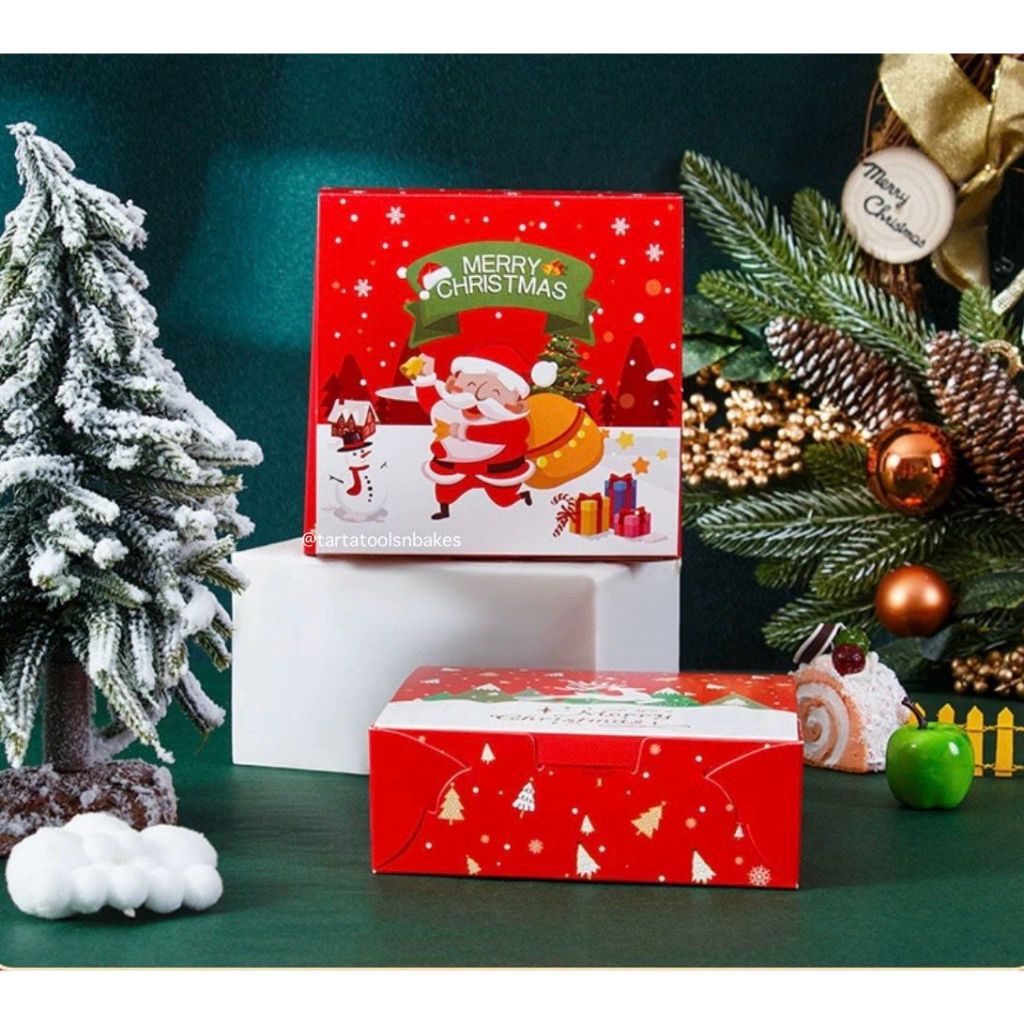 

(5PCS) Kotak Kue Cookies Segi Merry Christmas 14.6x14.6xT5.1cm