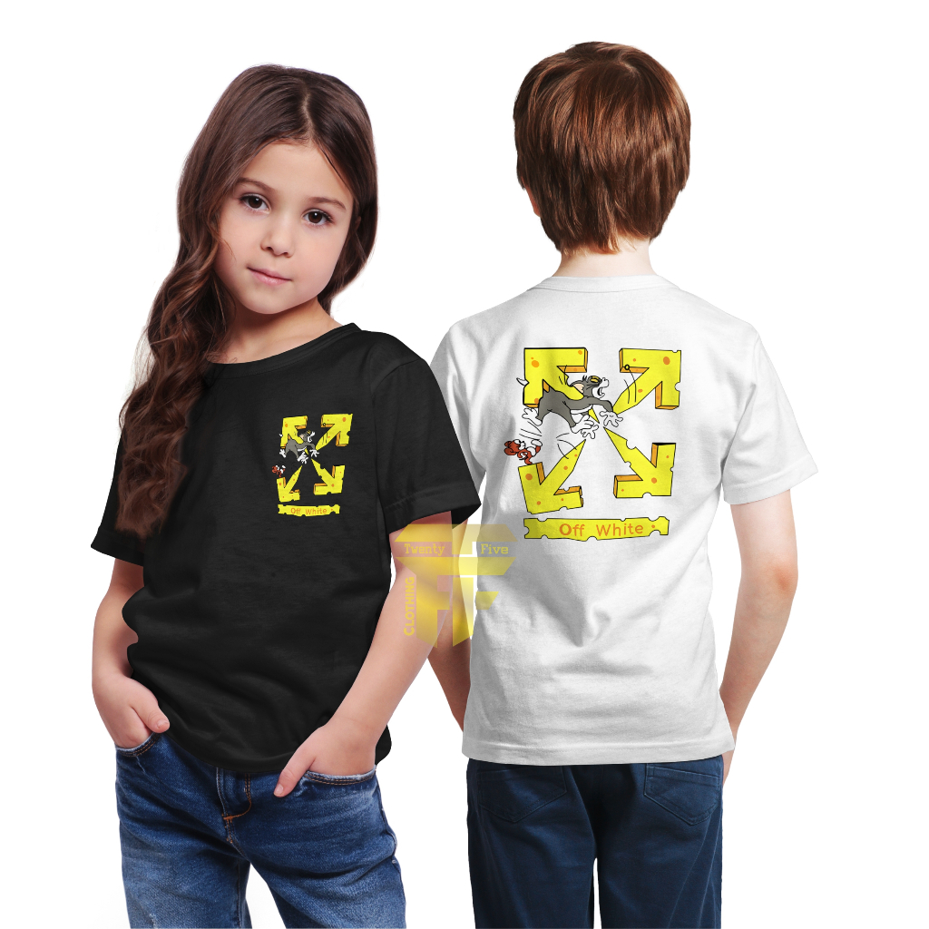 Twentyfive. - Kaos Anak Unisex Laki Laki dan Perempuan Distro Tom & Jerry Off White Umur 4 - 10 Tahu