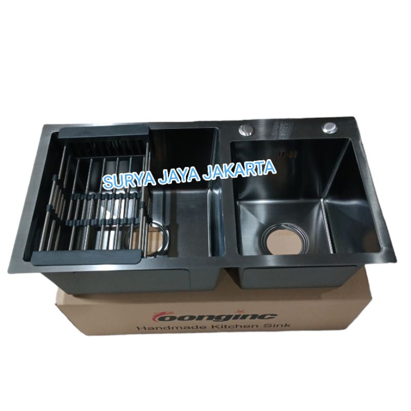 Kitchen sink hitam 7540 stainless / Kitchen sink stainless 7540 black / Kitchen sink 75 x 40 hitam /