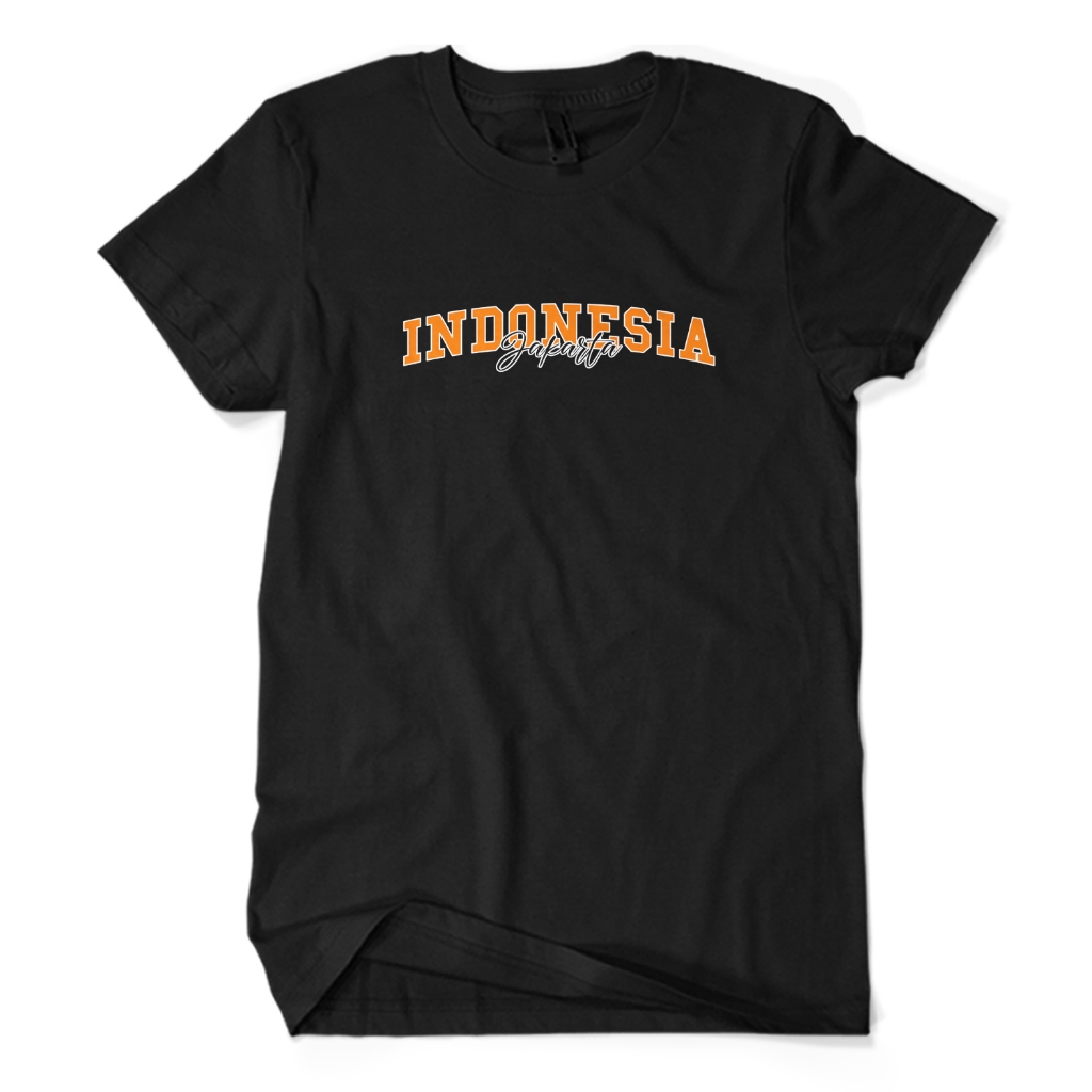 Kaos Distro Premium INDONESIA JAKARTA - Baju Streetstyle Wisata Liburan Oleh-Oleh Ibukota Unisex Dew