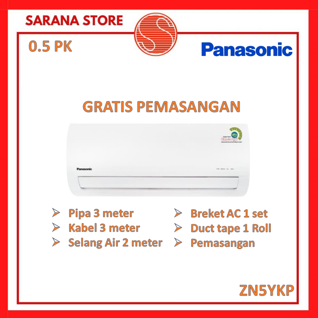 AC Panasonic 1/2PK Standard CS/CU-ZN5YKP 0.5PK ZN5YKP 05YKP ZN05YKP