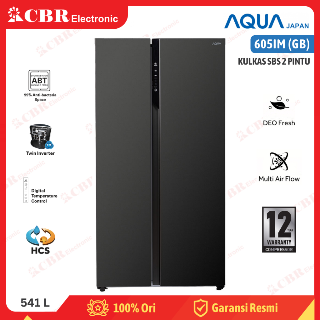 Kulkas AQUA Side By Side 2 Pintu 605IM (GB) 541 L