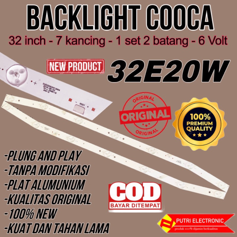 BACKLIGHT TV LED 30 INCH COOCAA 30E20W 7KANCING 6VOLT PER LED