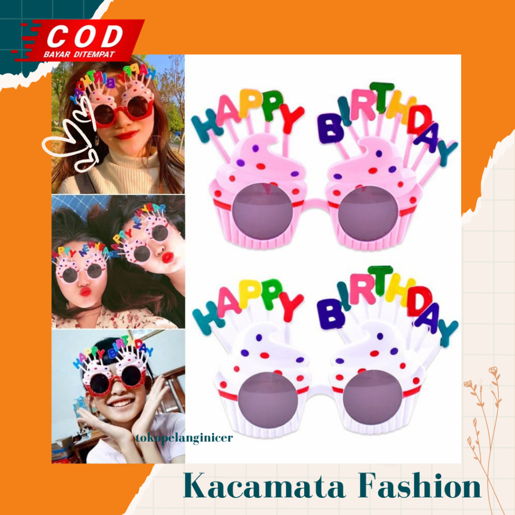 Kacamata Fashion Motif CupCake Happy Birthday New Trend/Fashion Anak - Dewasa