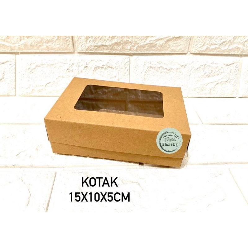 

Kotak box packaging kue bahan kraft ukuran 15x10x5cm (1pack 10pc)