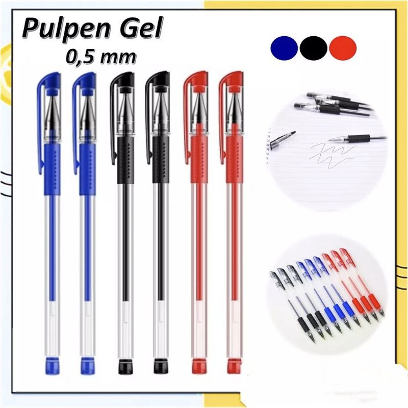 

Bolpoint Pena Gel 0.55mm Standart Pulpen Tinta Cair Alat Tulis Sekolah