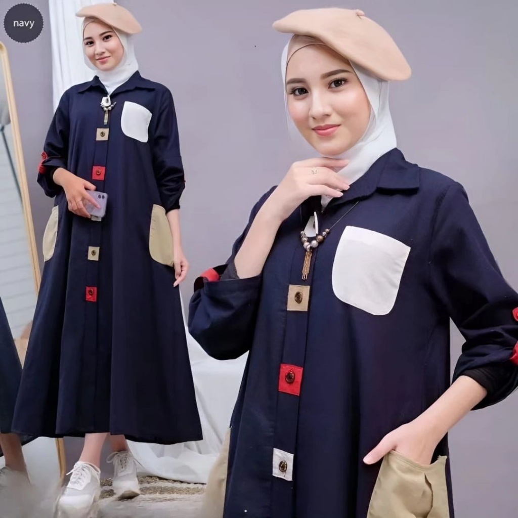 REBEKA MIDI DRESS [ S M L XL XXL ] Midi Dress Terbaru 2023 Viral Gamis Korea Style Remaja Baju Atasan Wanita Yg Viral Busana Muslim Wanita Dewasa Midi Dress Warna Putih Khaki Navy Dress Cantik Kekinian Midi Dress Kotak Wanita Dewasa Jumbo Terbaru Kekinian