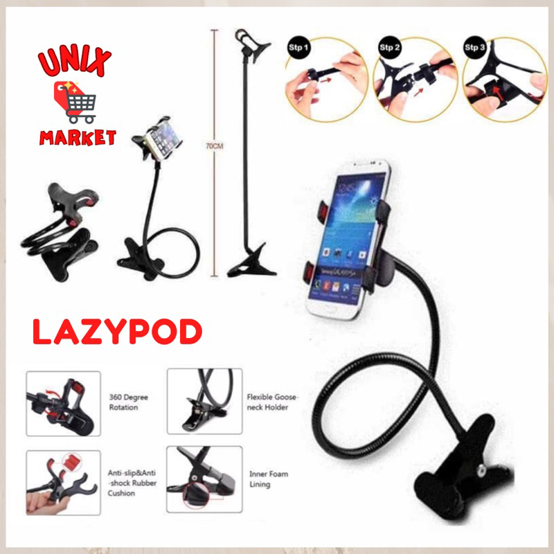 Lazypod Jepit Flexible Holder HP Standing Jepitan Narsis universal holder gantung jepit