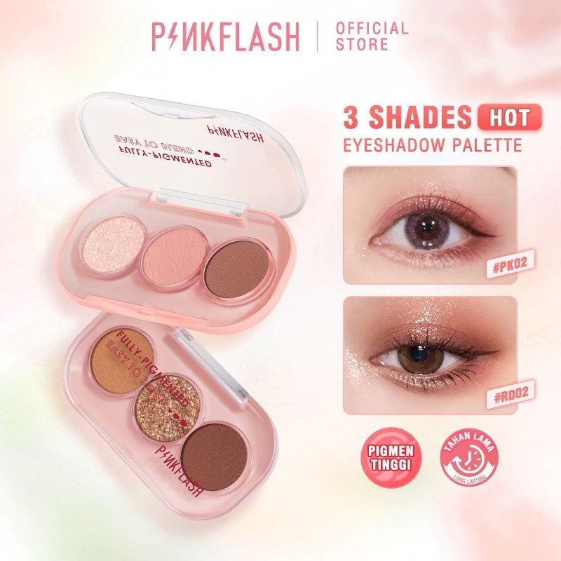 PINKFLASH - 3 Pan Eyeshadow - Fully PE - E23 / Eyeshadow 3 Warna BPOM