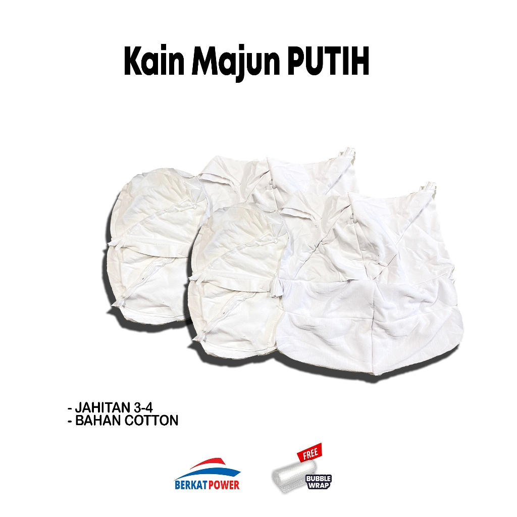 Kain Majun Perca Bahan Katun Warna Putih Polos Jahitan 1Kg