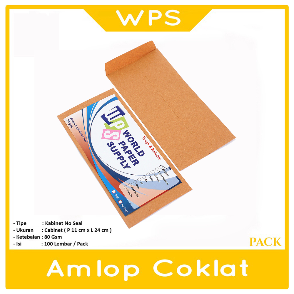 

WPS 10 Lembaran - Amplop Ukuran Cabinet Coklat Non Seal - 10 Lembar