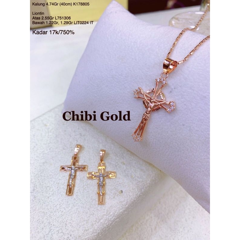CHIBIGOLD - Liontin emas Salib emas 750 kadar 17k - CHIBI gold