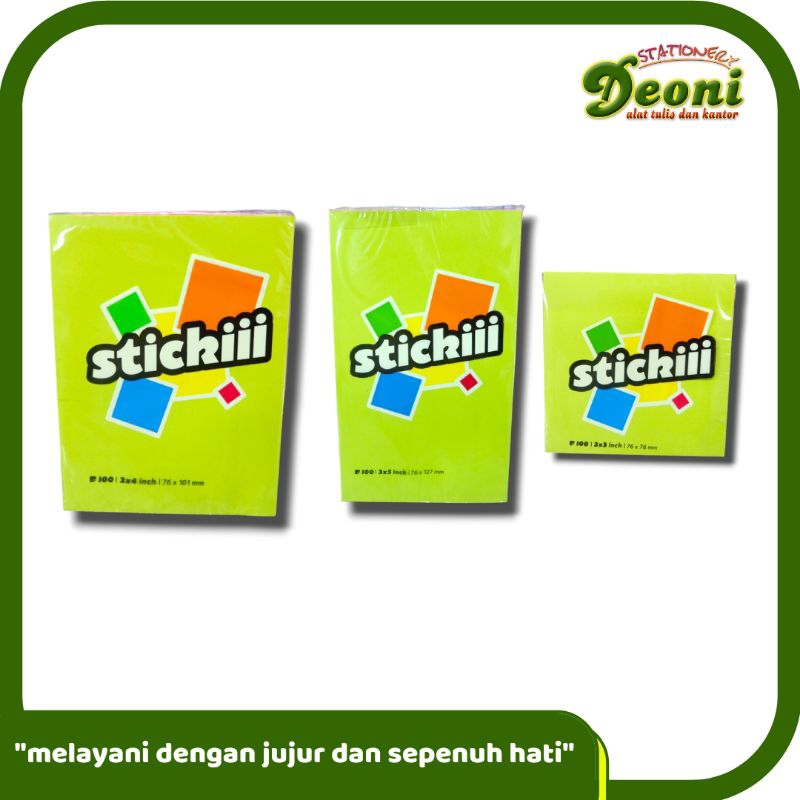 

Sticki Sticky Note / Post It 3x5 3x4 3x3 100 Lembar
