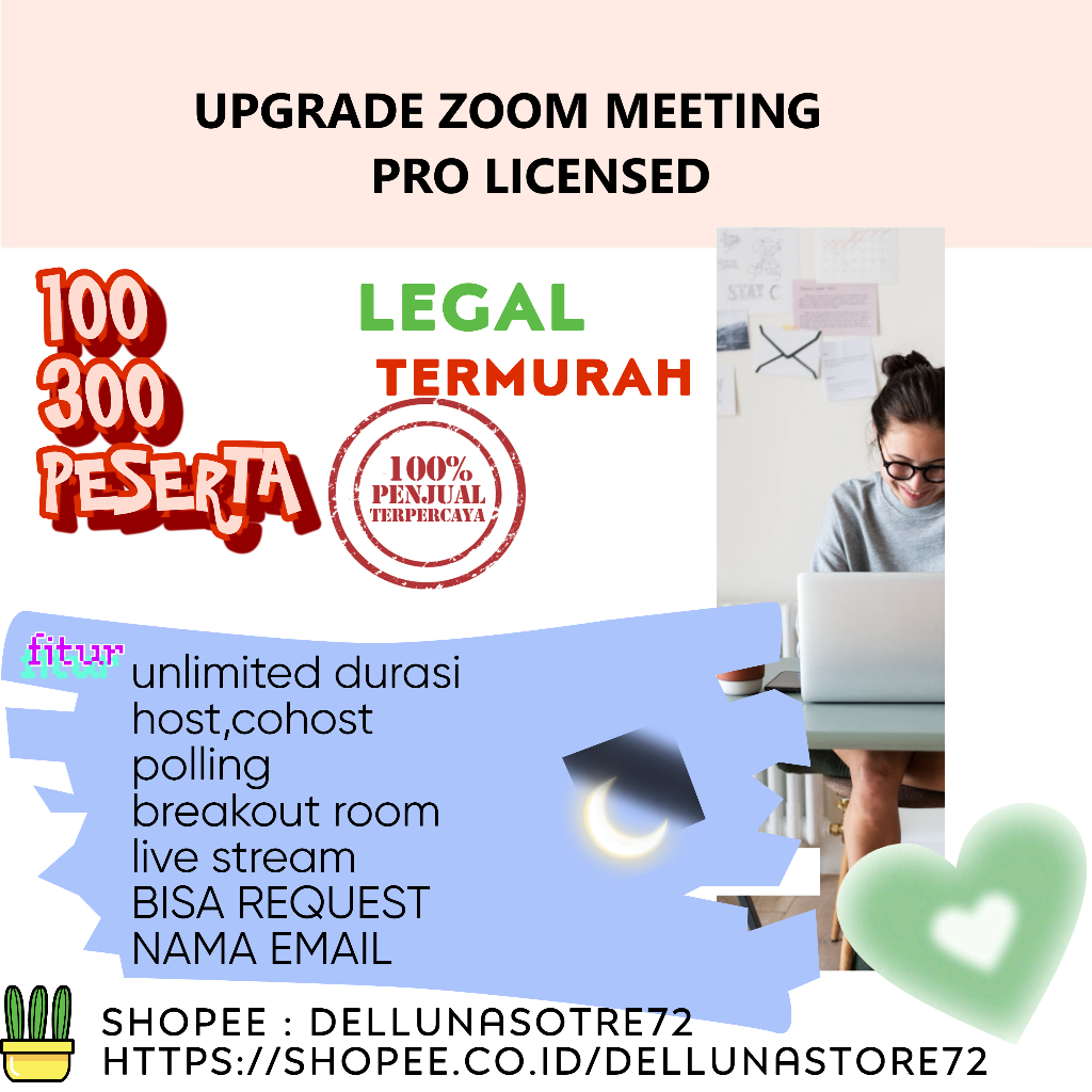 [ SUPER MURAH] ZOOM PRO 100 PESERTA 1 BULAN BERGARANSI ANTI DISABLED