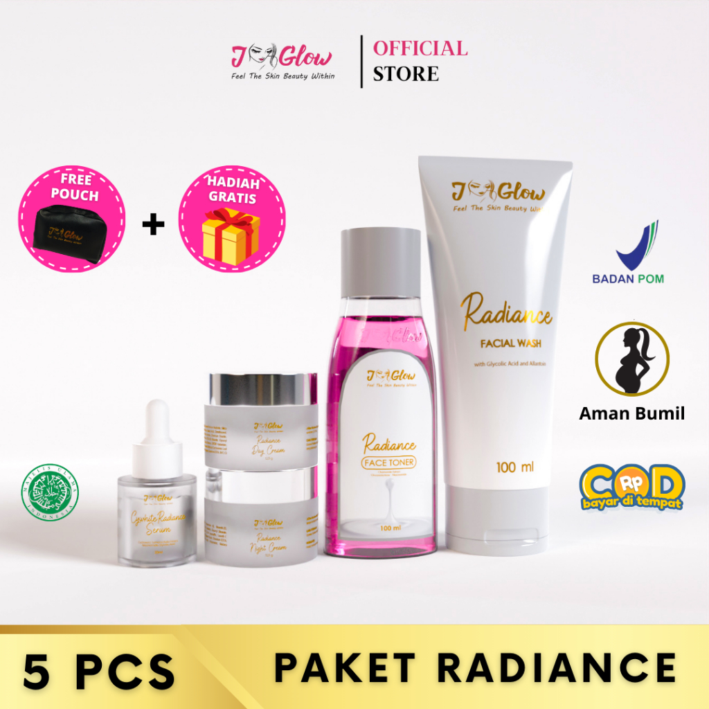 Jglow Skincare Paket Radiance Super Whitening Paket Perawatan Wajah Kusam Glowing Untuk Kulit Normal