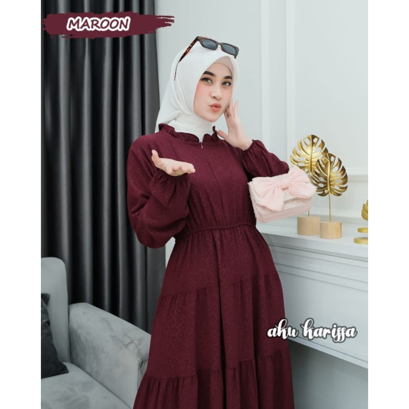 Gamis busui bahan Crinkle emboss ori aku karissa novita dress