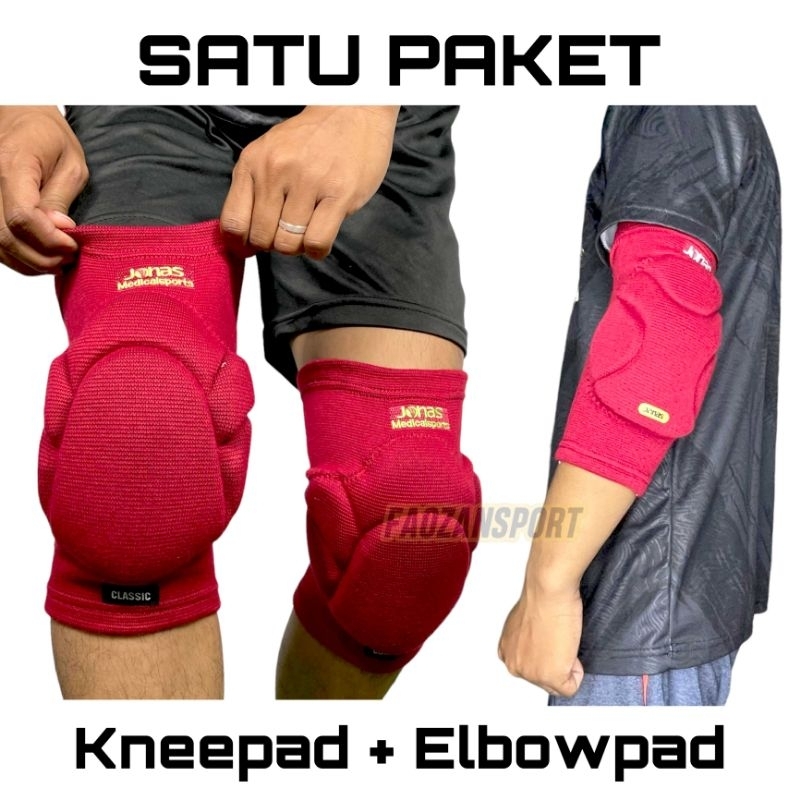 Satu paket Kneepad dan elbow pad jonas elbow pro touch Pelindung lutut dan siku kiper futsal