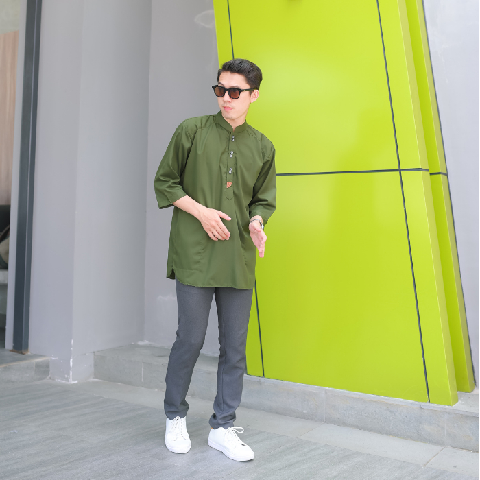 KOKO DEWASA AL LUTFI LENGAN 3/4 BAHAN KATUN  KOKO PRIA DEWASA BAJU KOKO MUSLIM PRIA