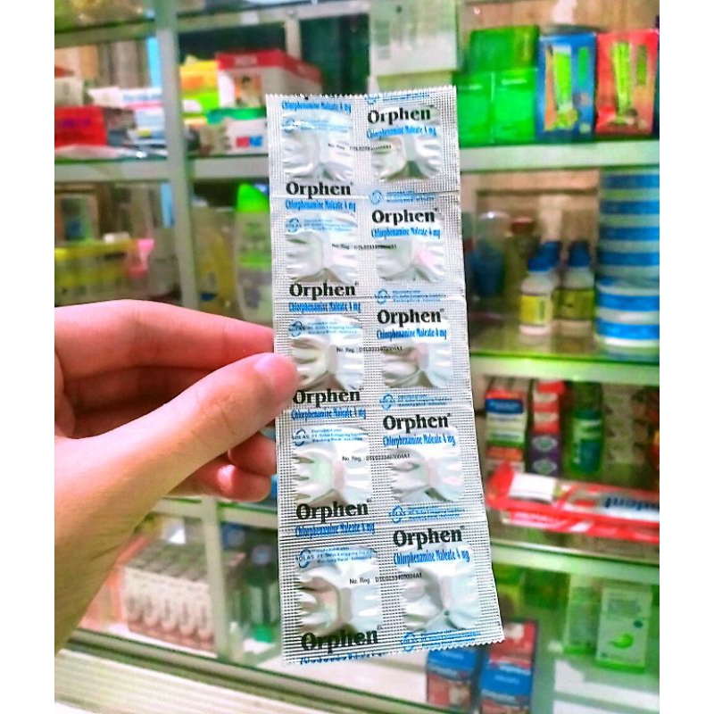 Orphen Tablet (Untuk gatal alergi makanan, alergi cuaca, biduran.)