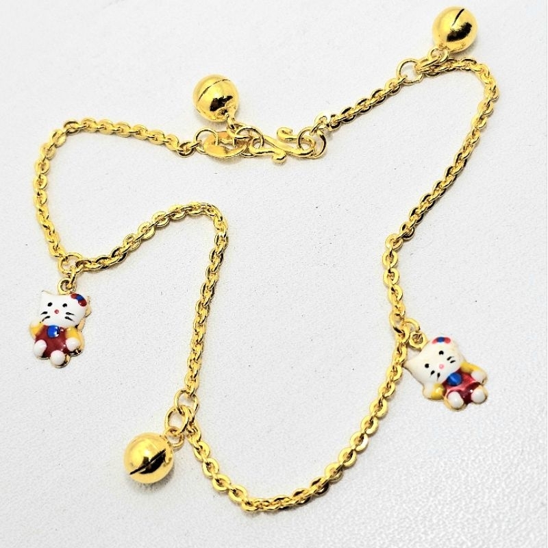 Gelang Kaki Anak Emas Muda Rante Nori Bandul Hello Kitty 3 Gram