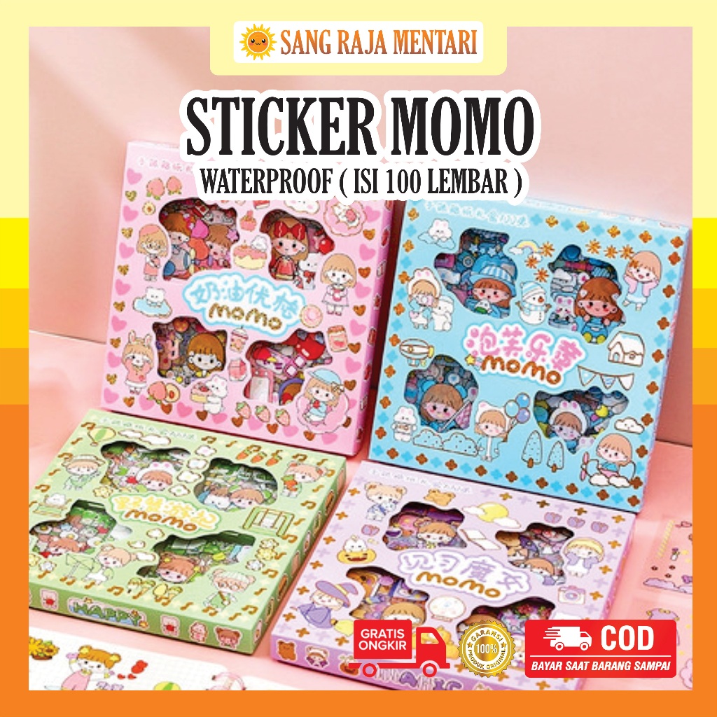 

Stiker Korea Mix Warna 100 pcs Lembar Dekorasi Handbook Scrapbook DIY Waterproof Tahan Air | Sticker Box Momo